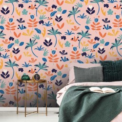 Motif Palmier intemporel noir et blanc - Papier peint fabricant Français Noe Paper