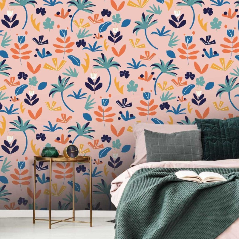 Motif Palmier intemporel noir et blanc - Papier peint fabricant Français Noe Paper