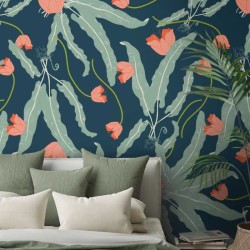 Motif Palmier intemporel noir et blanc - Papier peint fabricant Français Noe Paper