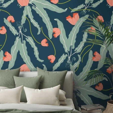 Motif Palmier intemporel noir et blanc - Papier peint fabricant Français Noe Paper