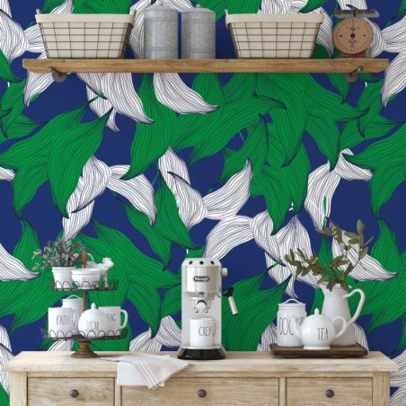 Motif Palmier intemporel noir et blanc - Papier peint fabricant Français Noe Paper