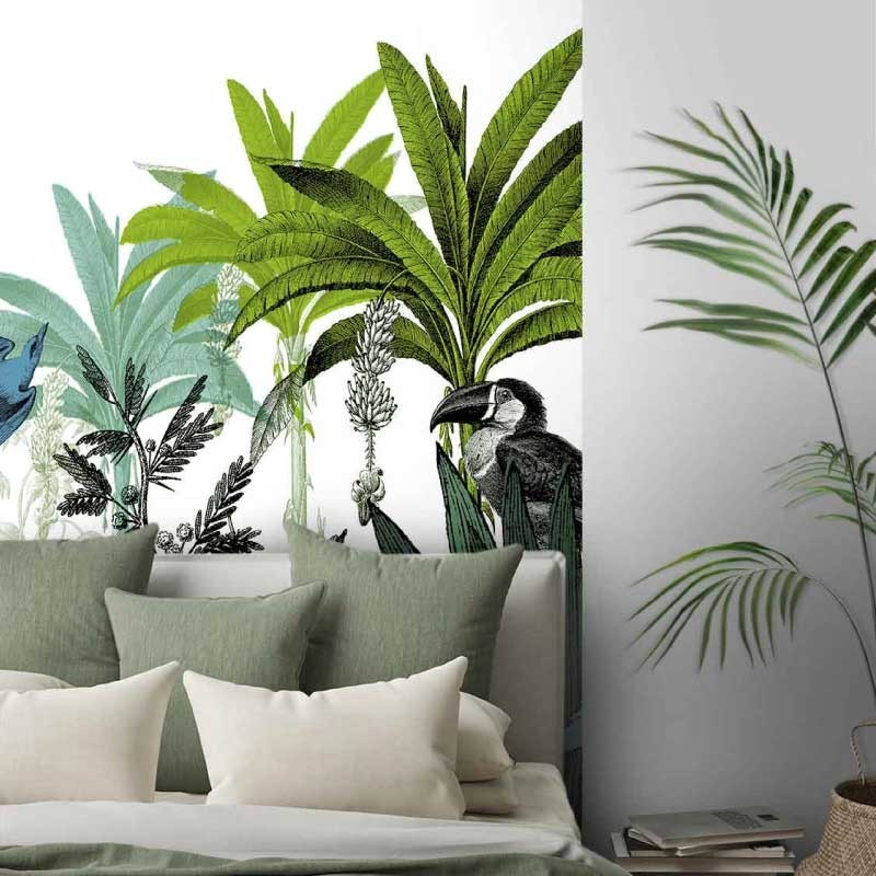 Motif Palmier intemporel noir et blanc - Papier peint fabricant Français Noe Paper