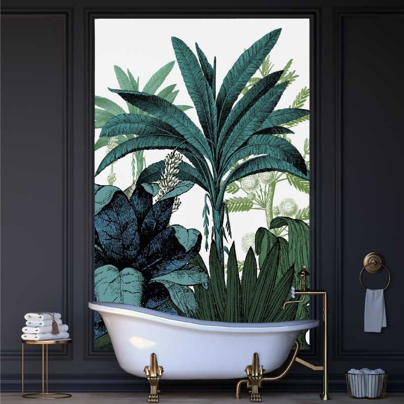 Motif Palmier intemporel noir et blanc - Papier peint fabricant Français Noe Paper