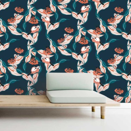 Motif Palmier intemporel noir et blanc - Papier peint fabricant Français Noe Paper