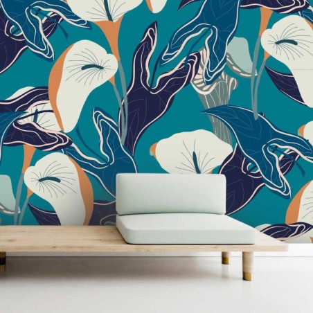 Motif Palmier intemporel noir et blanc - Papier peint fabricant Français Noe Paper