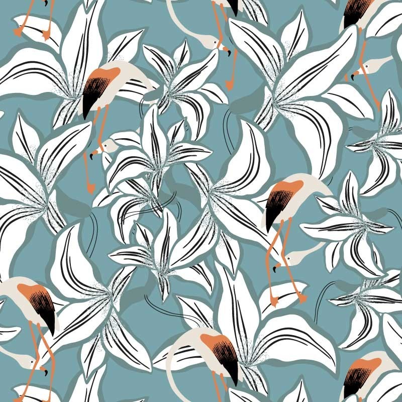 Motif Palmier intemporel noir et blanc - Papier peint fabricant Français Noe Paper