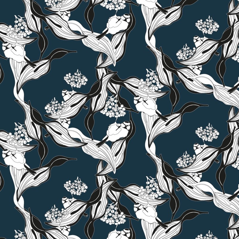 Motif Palmier intemporel noir et blanc - Papier peint fabricant Français Noe Paper