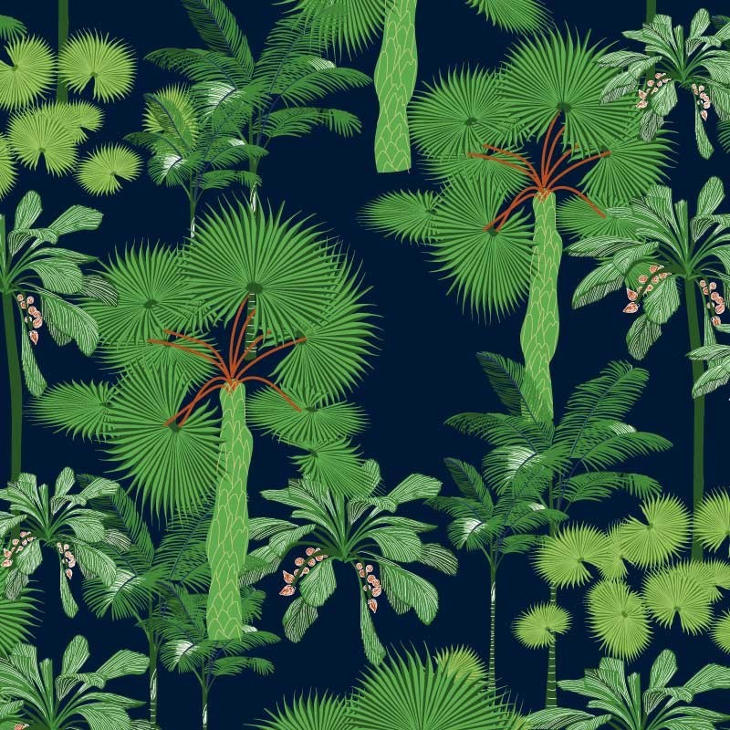 Motif Palmier intemporel noir et blanc - Papier peint fabricant Français Noe Paper