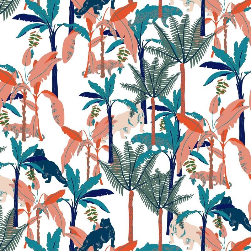 Motif Palmier intemporel noir et blanc - Papier peint fabricant Français Noe Paper