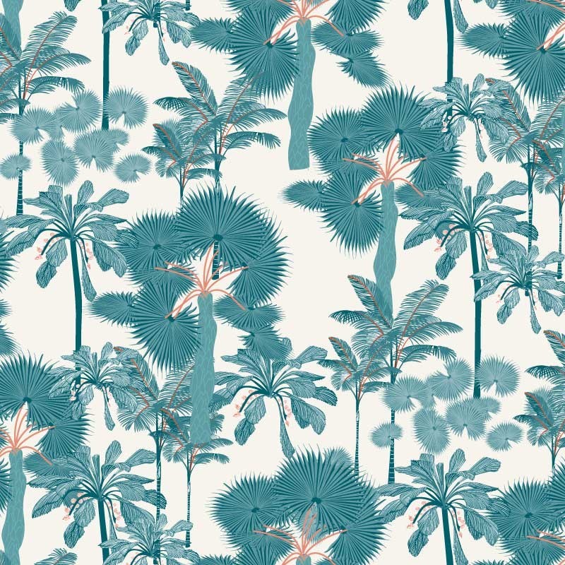 Motif Palmier intemporel noir et blanc - Papier peint fabricant Français Noe Paper