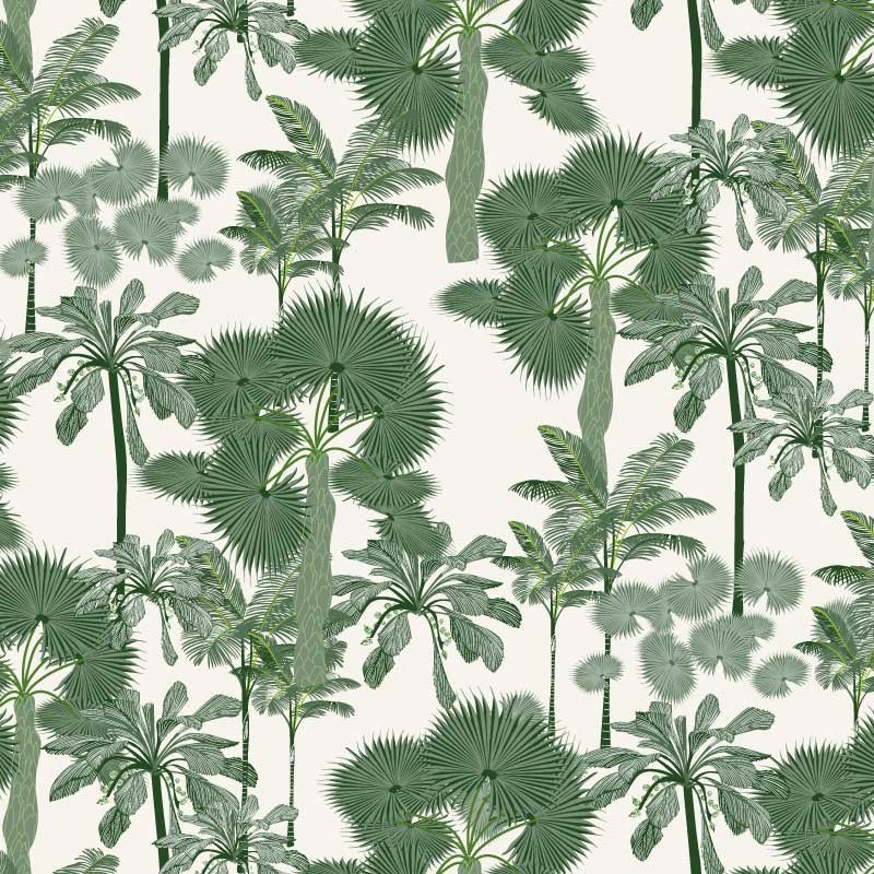 Motif Palmier intemporel noir et blanc - Papier peint fabricant Français Noe Paper