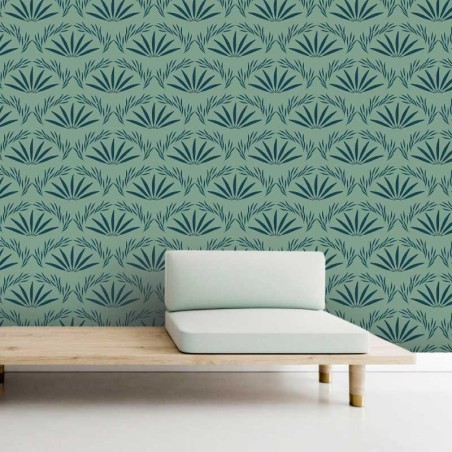 Motif Palmier intemporel noir et blanc - Papier peint fabricant Français Noe Paper