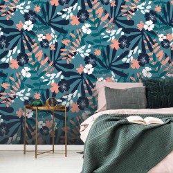 Motif Palmier intemporel noir et blanc - Papier peint fabricant Français Noe Paper