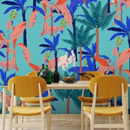 Motif Palmier intemporel noir et blanc - Papier peint fabricant Français Noe Paper