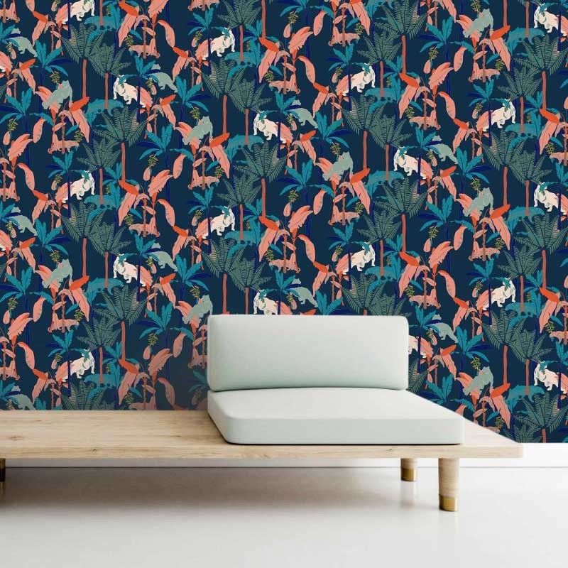 Motif Palmier intemporel noir et blanc - Papier peint fabricant Français Noe Paper