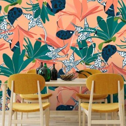 Motif Palmier intemporel noir et blanc - Papier peint fabricant Français Noe Paper