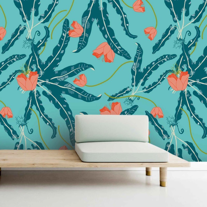 Motif Palmier intemporel noir et blanc - Papier peint fabricant Français Noe Paper