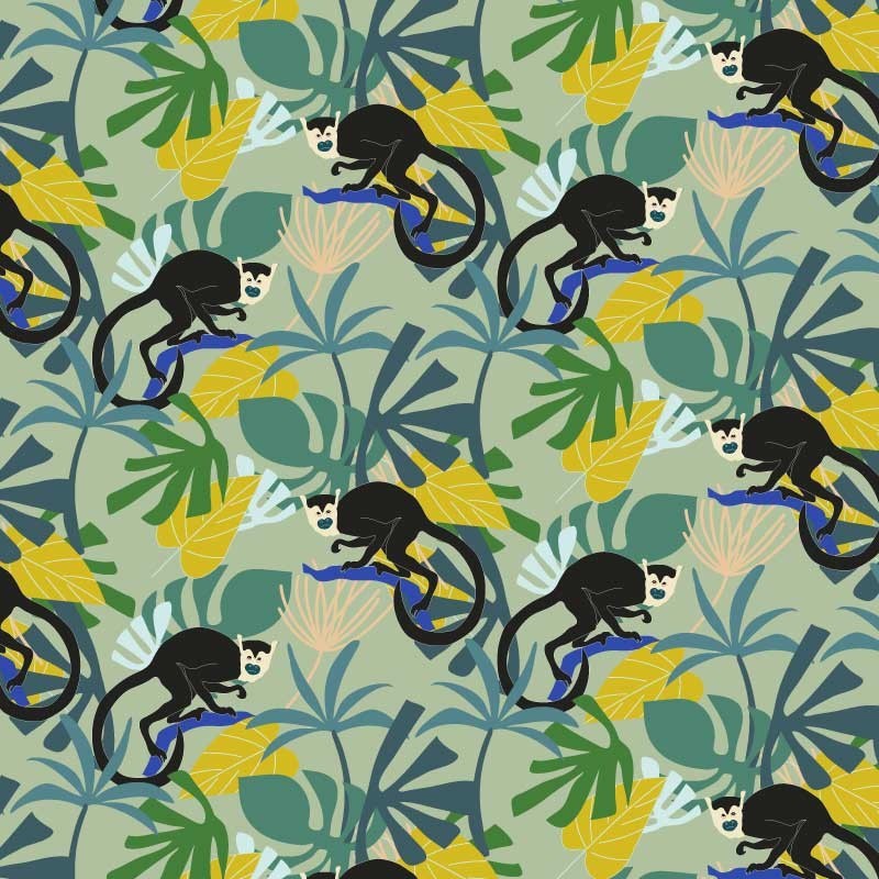 Motif Palmier intemporel noir et blanc - Papier peint fabricant Français Noe Paper