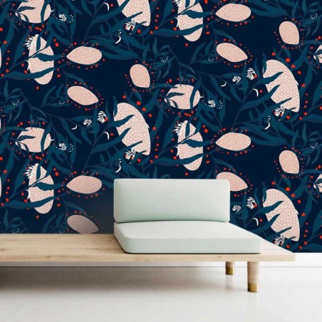 Motif Palmier intemporel noir et blanc - Papier peint fabricant Français Noe Paper