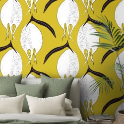 Motif Palmier intemporel noir et blanc - Papier peint fabricant Français Noe Paper