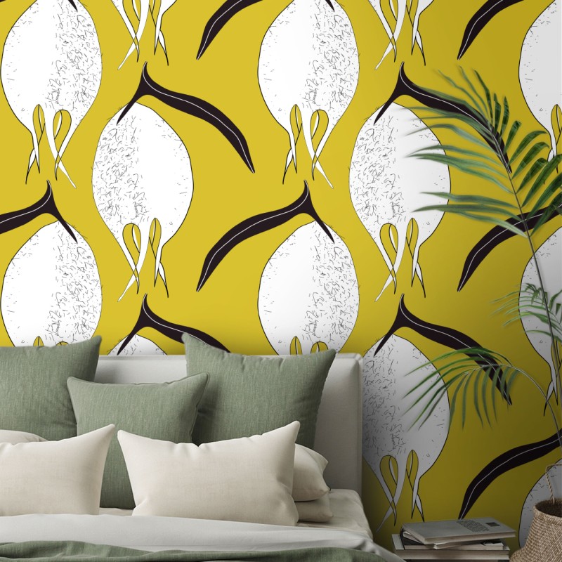 Motif Palmier intemporel noir et blanc - Papier peint fabricant Français Noe Paper