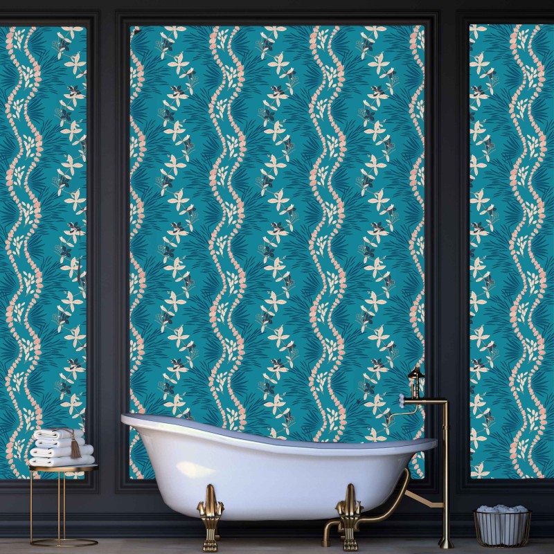 Motif Palmier intemporel noir et blanc - Papier peint fabricant Français Noe Paper