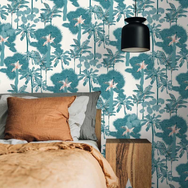 Motif Palmier intemporel noir et blanc - Papier peint fabricant Français Noe Paper