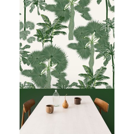 Motif Palmier intemporel noir et blanc - Papier peint fabricant Français Noe Paper